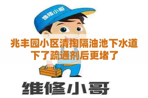 兆丰园小区清掏隔油池下水道下了疏通剂后更堵了