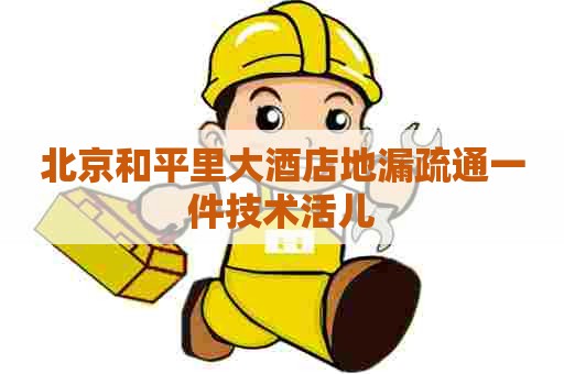 北京和平里大酒店地漏疏通一件技术活儿