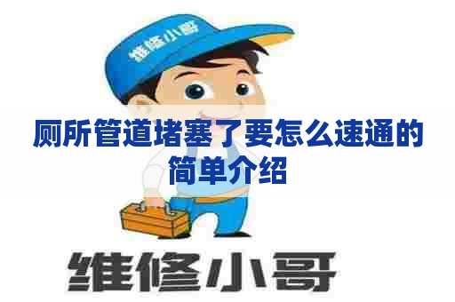 厕所管道堵塞了要怎么速通的简单介绍