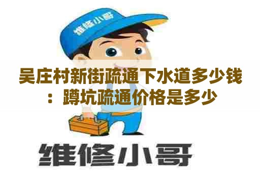 吴庄村新街疏通下水道多少钱：蹲坑疏通价格是多少