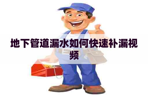 地下管道漏水如何快速补漏视频