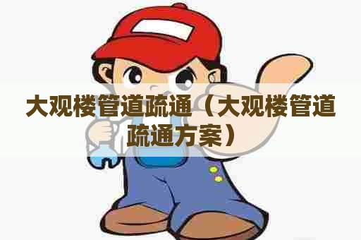 大观楼管道疏通（大观楼管道疏通方案）