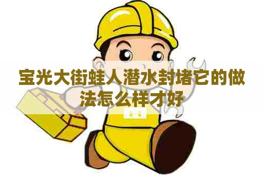 宝光大街蛙人潜水封堵它的做法怎么样才好