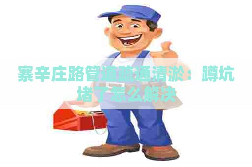 寨辛庄路管道疏通清淤：蹲坑堵了怎么解决