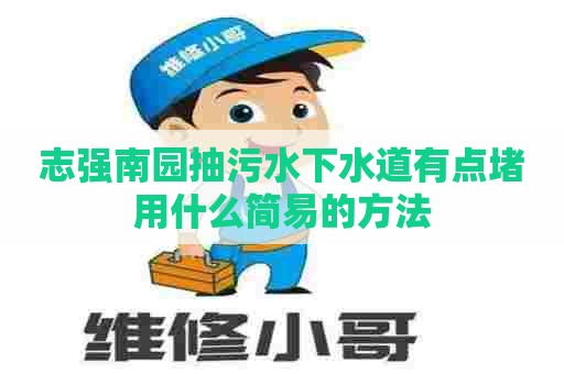 志强南园抽污水下水道有点堵用什么简易的方法