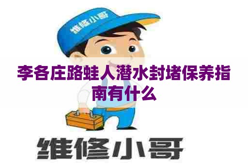 李各庄路蛙人潜水封堵保养指南有什么
