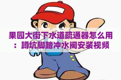 果园大街下水道疏通器怎么用：蹲坑脚踏冲水阀安装视频
