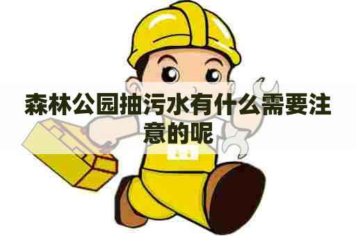 森林公园抽污水有什么需要注意的呢