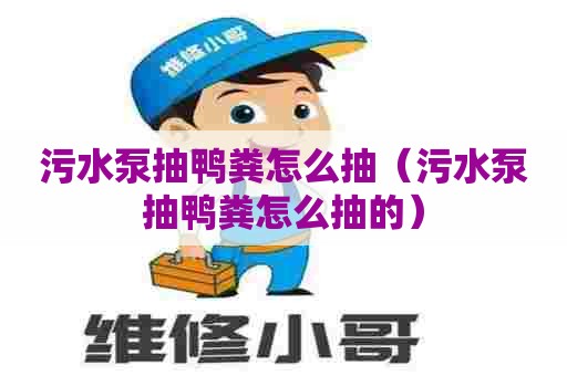 污水泵抽鸭粪怎么抽（污水泵抽鸭粪怎么抽的）