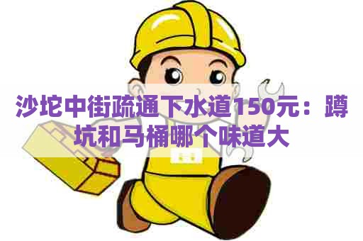 沙坨中街疏通下水道150元：蹲坑和马桶哪个味道大