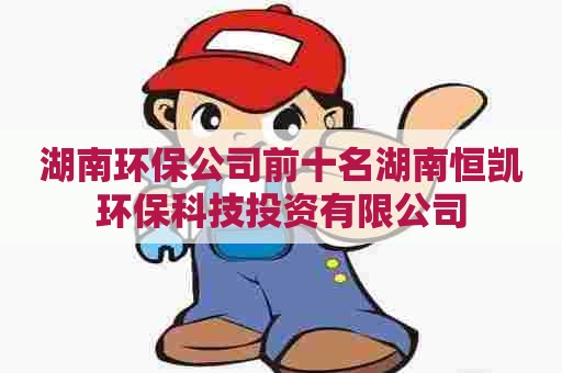 湖南环保公司前十名湖南恒凯环保科技投资有限公司