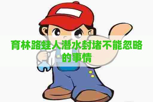 育林路蛙人潜水封堵不能忽略的事情