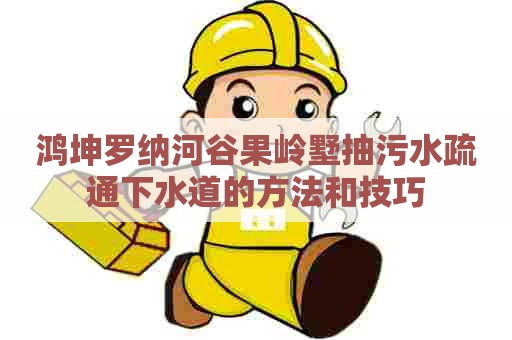 鸿坤罗纳河谷果岭墅抽污水疏通下水道的方法和技巧