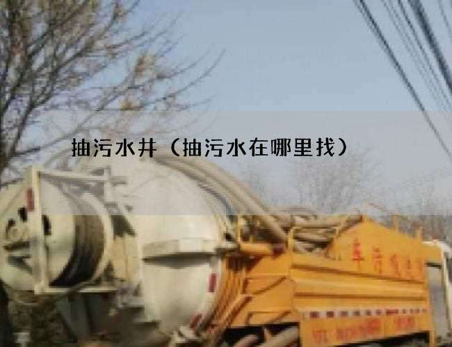 抽污水井(抽污水在哪里找) 抽污水井(抽污水在哪里找)
