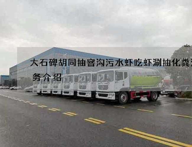 大石碑胡同抽窨沟污水虾吃虾涮抽化粪池服务介绍