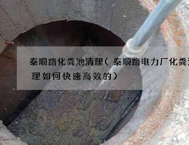 泰顺路化粪池清理(泰顺路电力厂化粪池清理如何快速高效的)